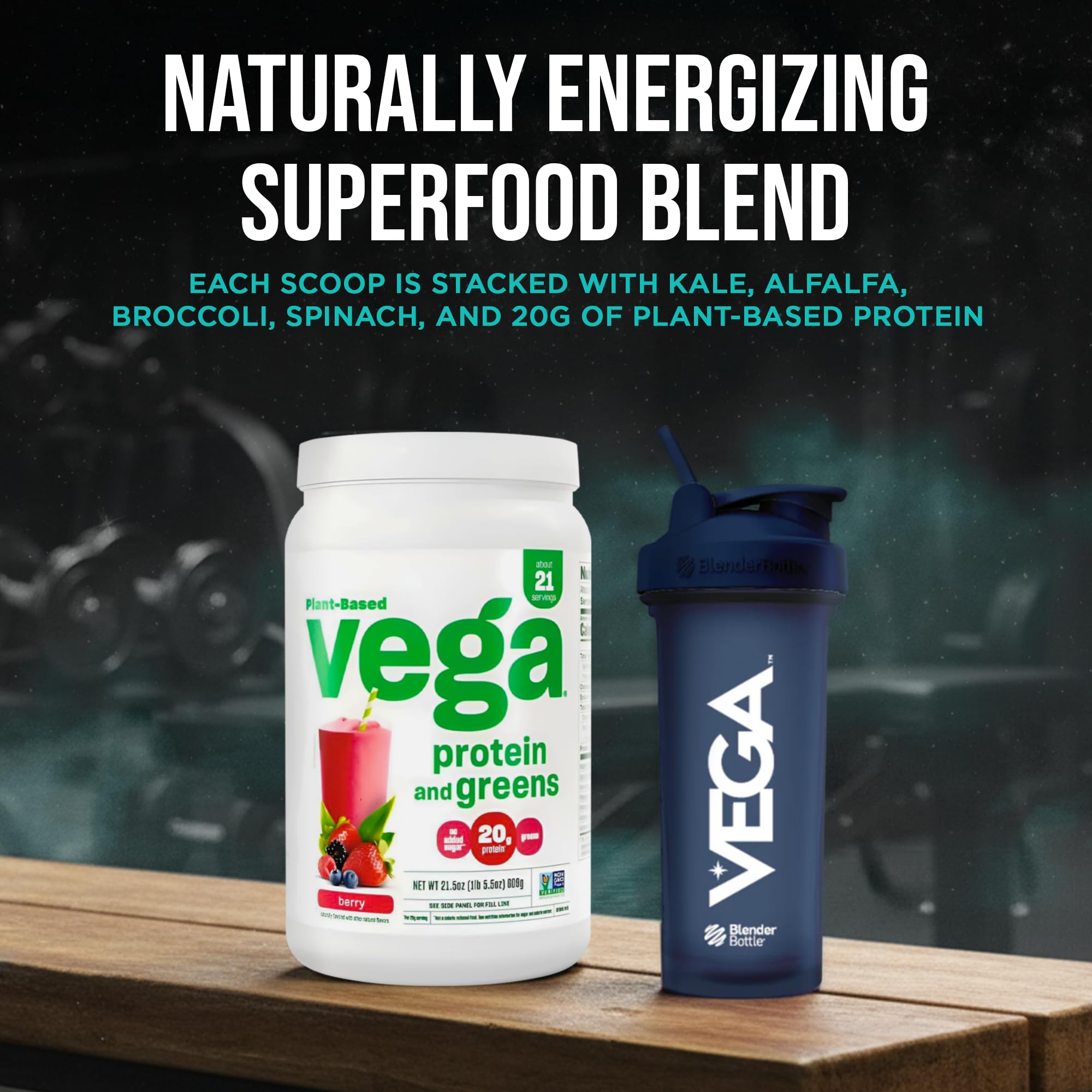 Vega Premium Protein + Supergreens, Berry – 20g Vegan Protein