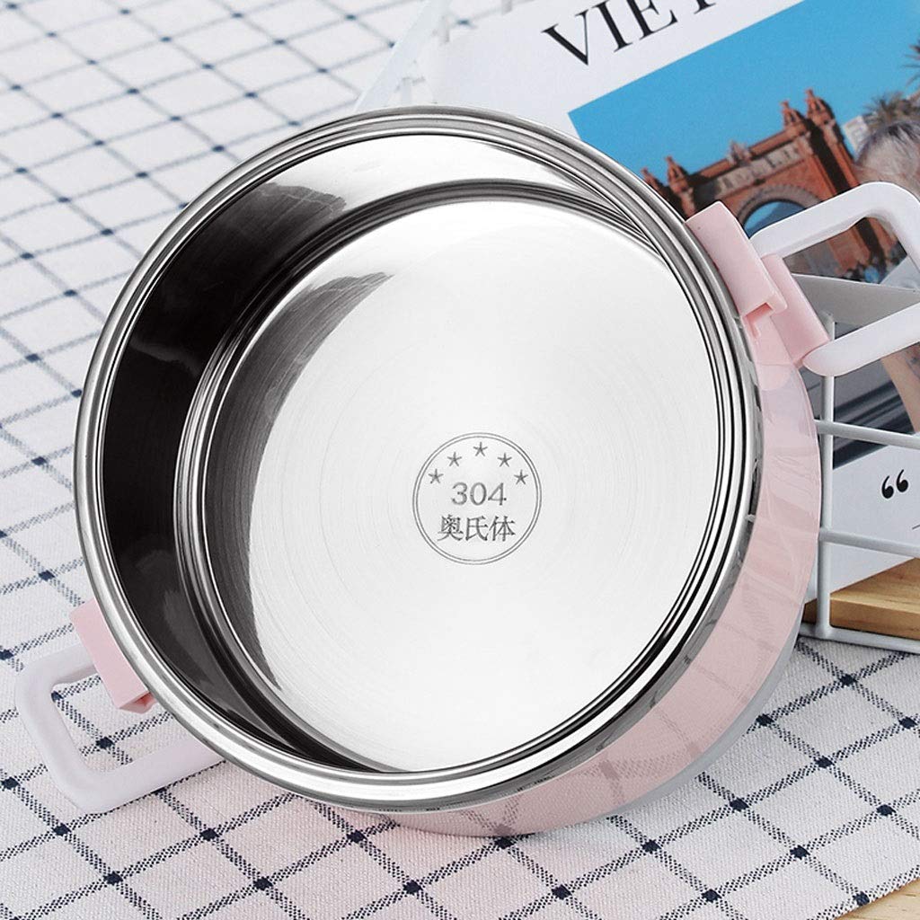 Termo de acero inoxidable de gran capacidad, contenedor de alimentos aislado con protección contra fugas, multinivel, portátil, bolsa aislada (color: rosa, tamaño: 1800 ml + 700 ml x 2), tamaño: 1800