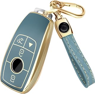 Lucrum Compatible with Mercedes Benz Key Fob Cover & Keychain | Fits A, C, CLA, CLS, E, G, GLA, GLE, S-Class, TPU Keyfob Case (2022-2025)