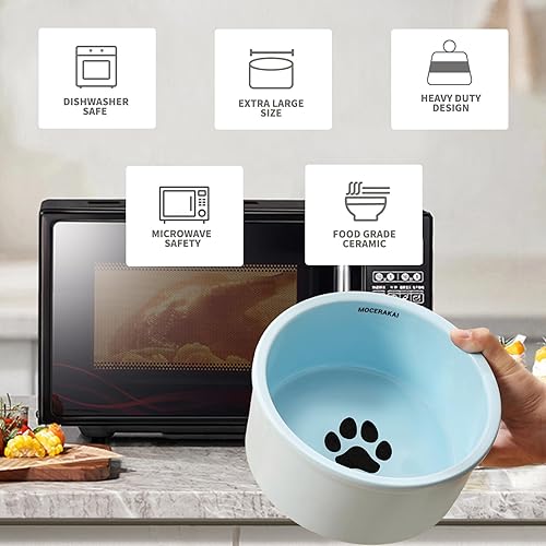 Miniatura 3 de Tazón de cerámica para mascotas de 44 onzas para perros y gatos, cuencos antideslizantes con peso para perros y agua, cuencos duraderos para