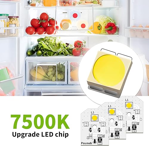 Miniatura 3 de Bombilla de repuesto para refrigerador WR55X11132 compatible con WR55X25754 WR55X26486 WR55X30602 EAP12172918 4590213 AP6261806 PS12172918, cubierta