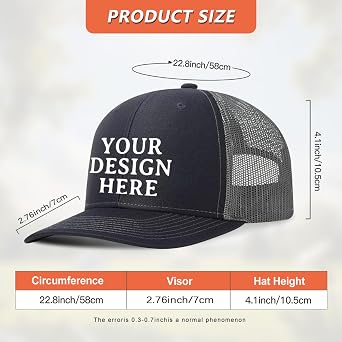 Custom Hats Bulk - Design Add Your Own Logo/Text/Photo Personalized Customized Trucker Caps Funny Gifts for Men Women