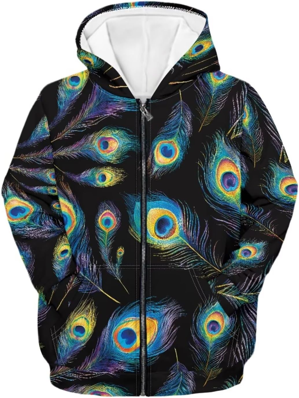 Girls Zip Up Hoodies Trendy Print Oversized Sweatshirt