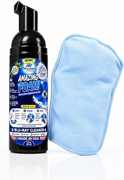 Cleaning Solution Spray Foam for Blu Ray Discs - Professional Optical Disc Cleaner for BluRay Discs, Safe Anti-Static Cleaning Fluid Set with Microfiber Cloth Glove