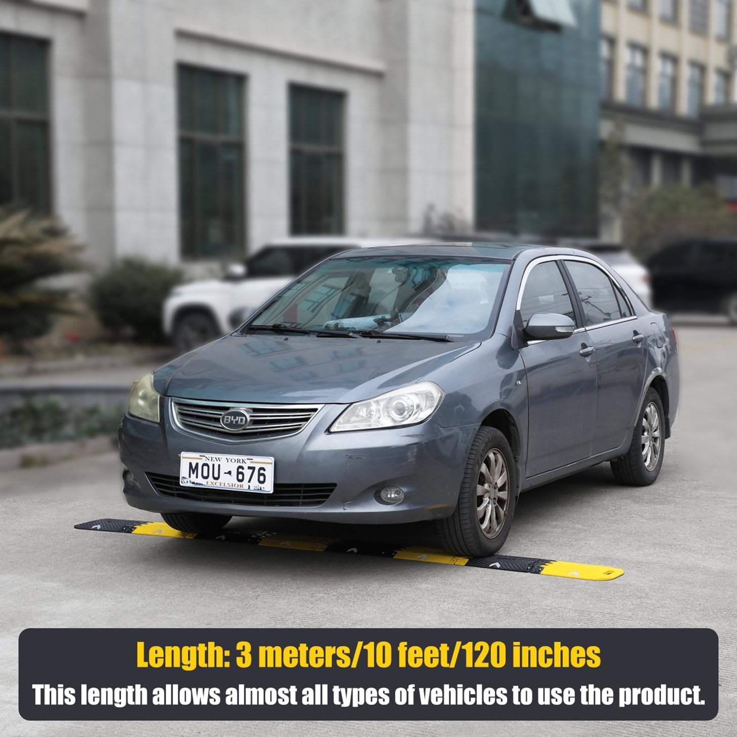 10' Feet x 10" Inch x 1" Inch Portable Vehicle Traffic Speed Bump, Collapsible Bumps Humps for Asphalt Concrete Gravel Garage Driveway Roads Parking (Collapsible Bump 10' Ft)