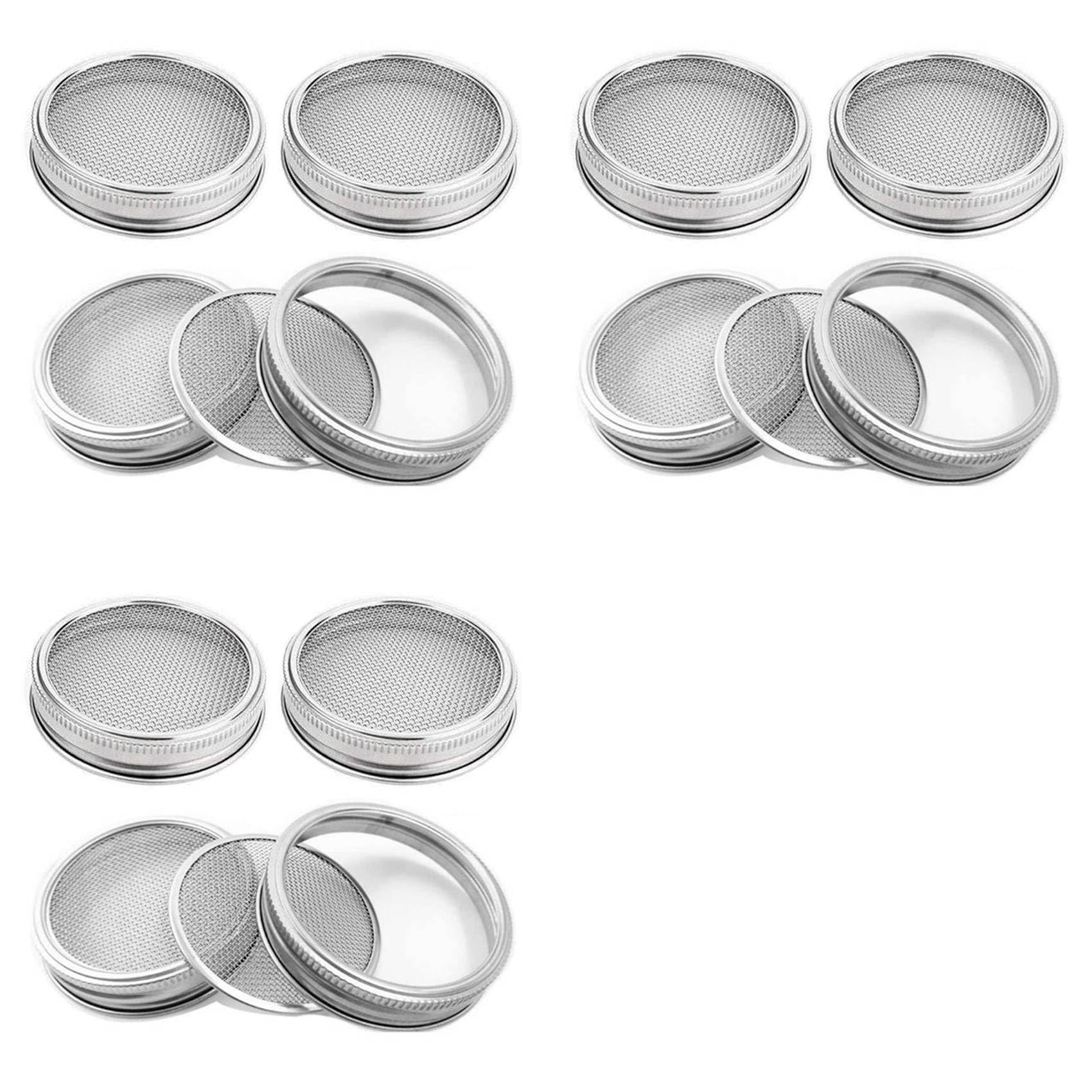 Hndhbfgrt 12 Pack Stainless Steel Sprouting Jar Lid for Wide and Wide Mouth Jar for Growing Sprouts