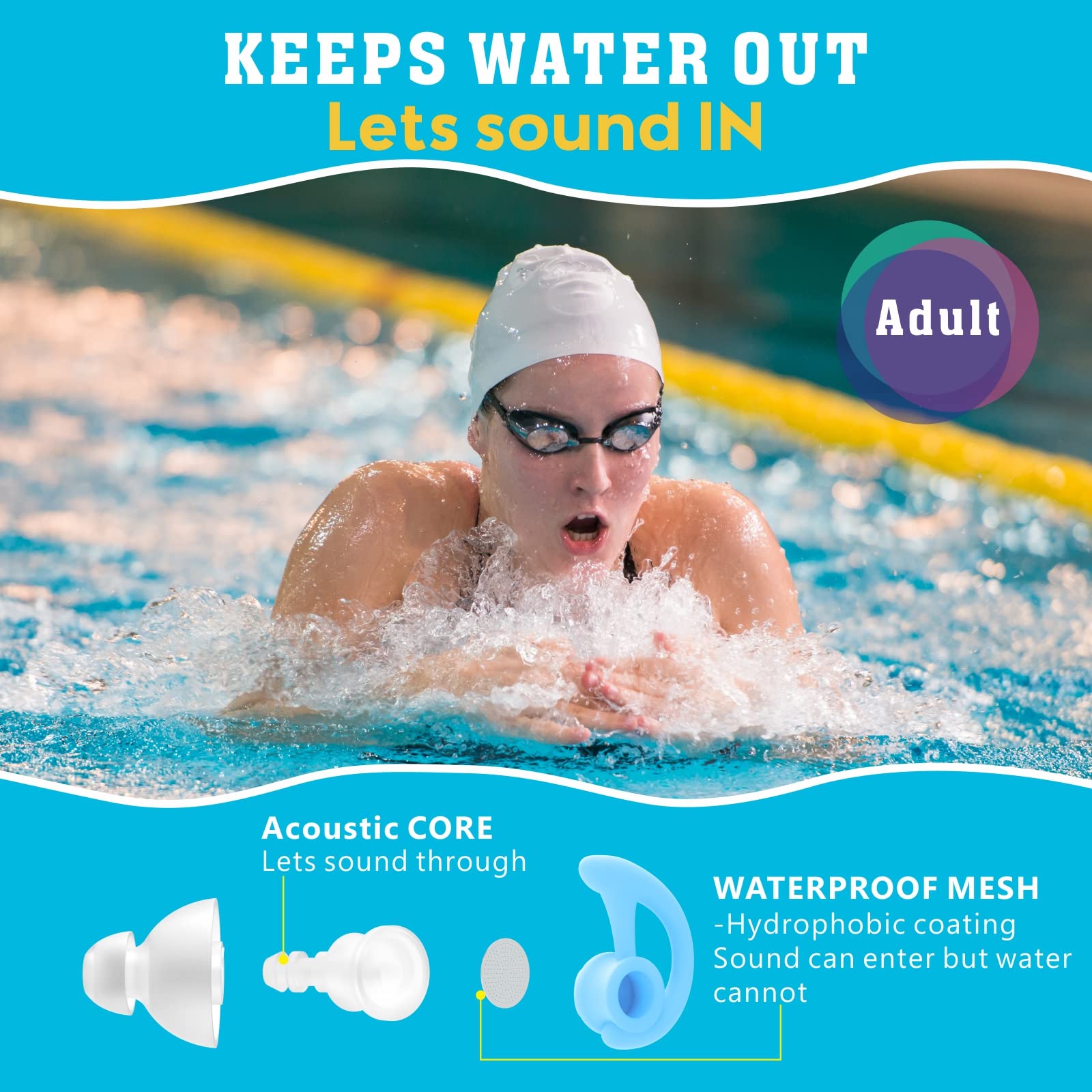 Bouchons D'Oreille Natation Haihaz 10 Paires | Silicone Doux Réutilisable | Anti-Bruit Étanche | Boîte De Rangement