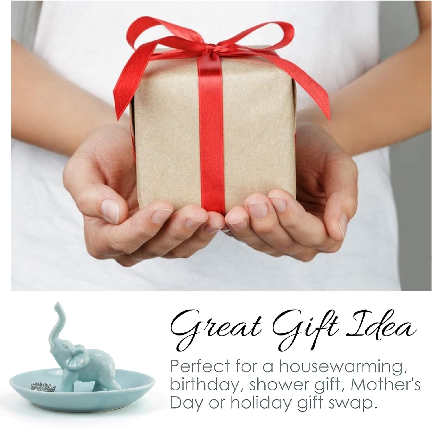 Titanape Birthday Gifts for Women, Blue Elephant Ring Holder Dish for Jewellery Stand - Image 5