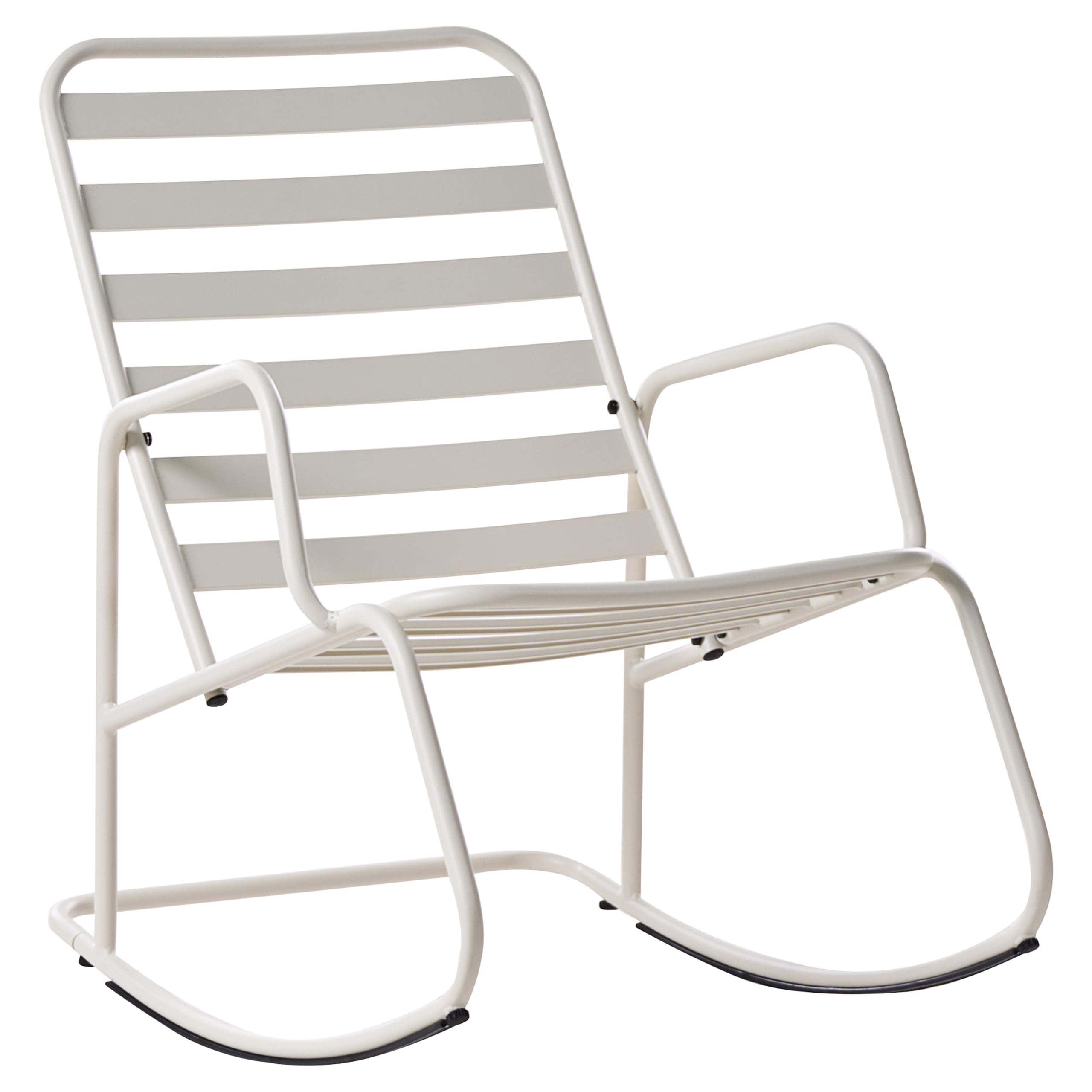 Beliani Sedia a dondolo da giardino moderna in metallo Design a doghe per esterni Alluminio bianco sporco