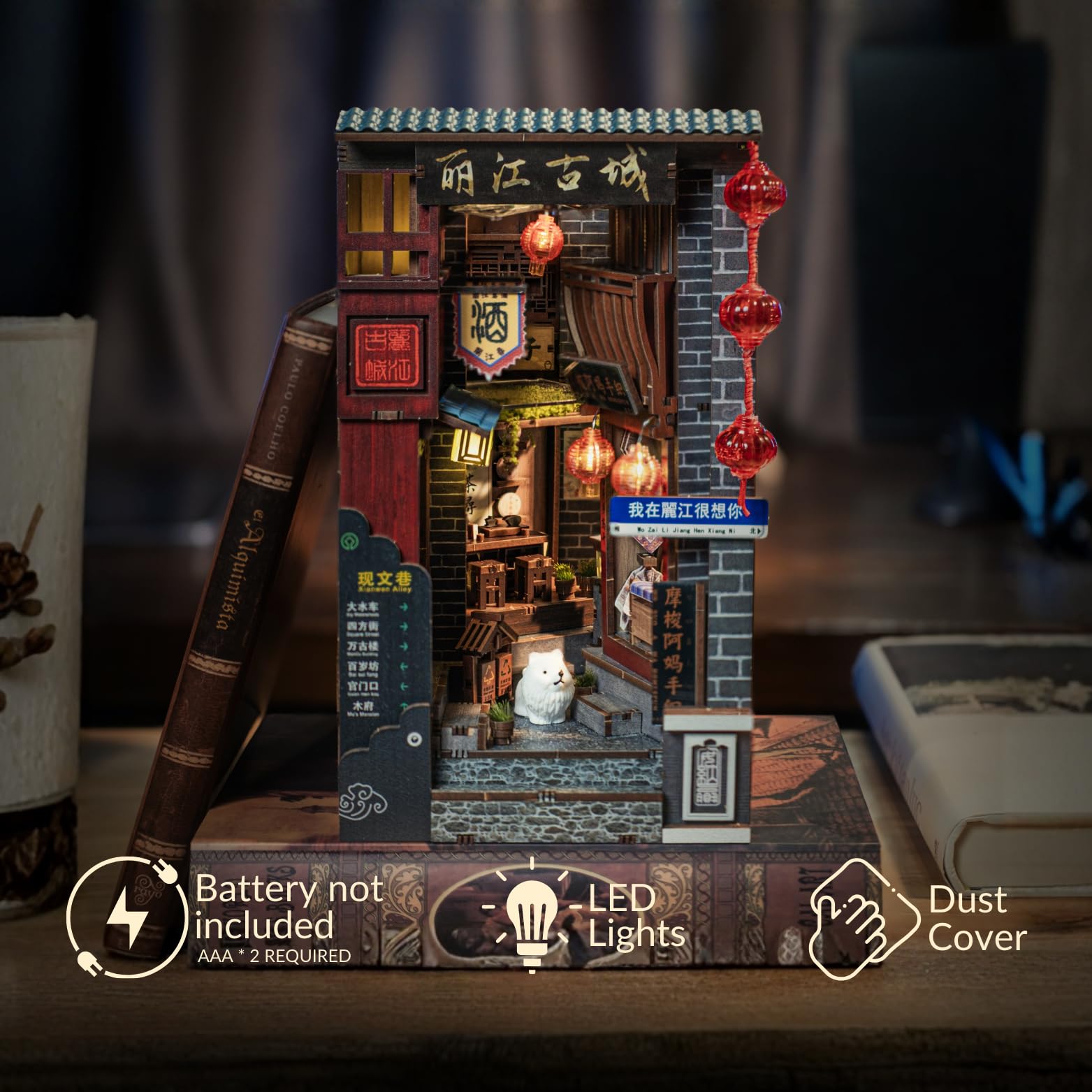 Anavrin Lijiang - Kit per angolo libro in legno 3D fai da te, per adulti, adolescenti e amanti dei libri, decorazione per libreria, regalo creativo per familiari, amici e anziani