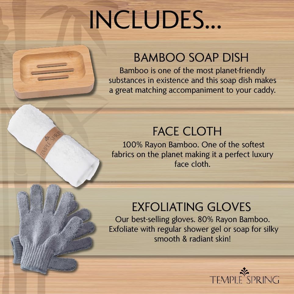 Miniatura 4 de Temple Spring Bandeja de bañera de madera, accesorios de baño de bambú, bandeja de baño para bañera, artículos esenciales de spa en casa, tabla para