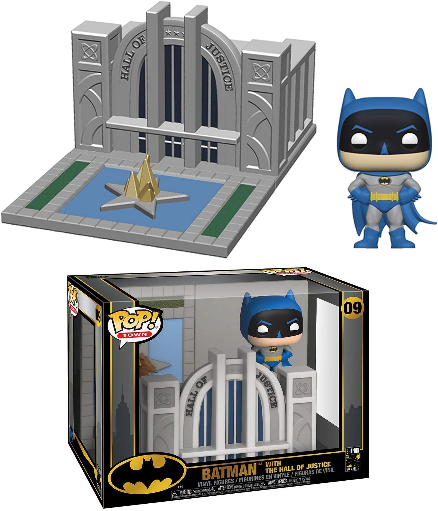 Batm an with The Hall of Justice: Fun ko Pop! Town Vinyl Figure & 1 Official D . C. Trading Card Bundle (009 - 44469)