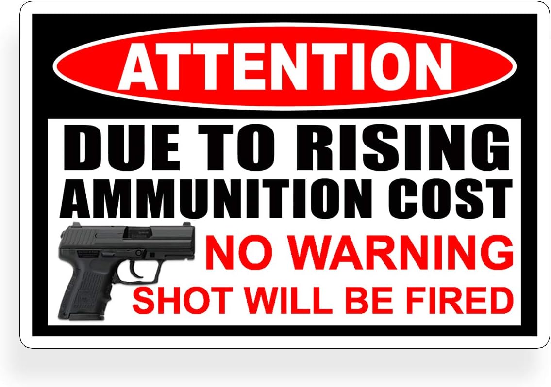No Warning Shot Fired Pistol Warning Decal Sticker Gun
