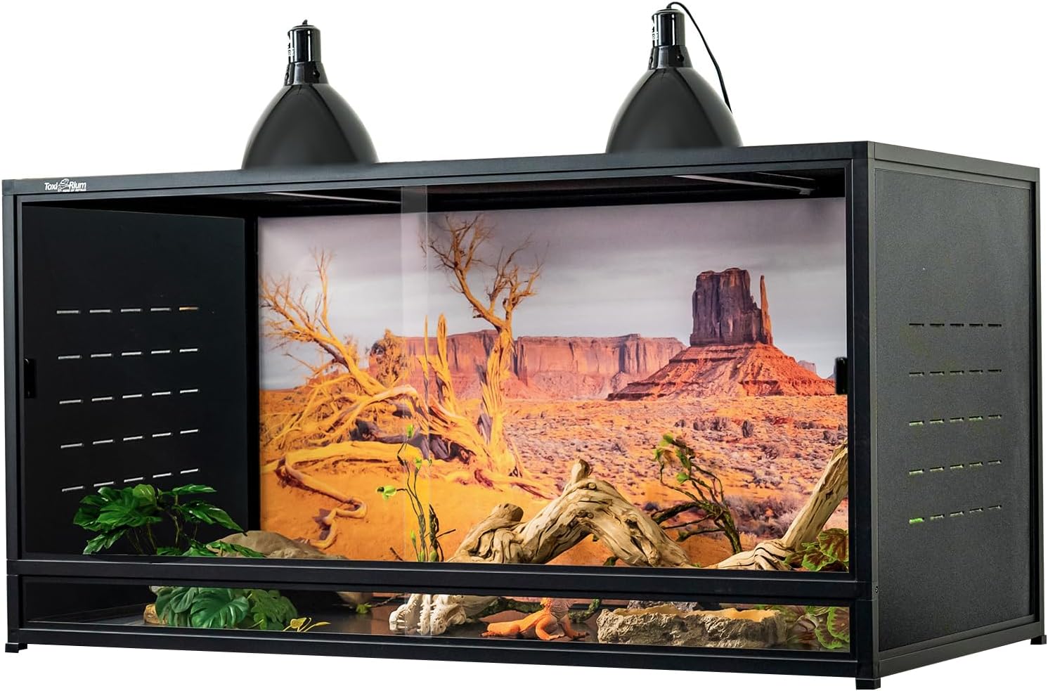 Reptile Tank 120 Gallon, 48"x24"x24" Large Reptile Enclosure for Bearded Dragon and Ball Python,Snake Terrarium with Heavy Duty Screen Front Sliding Tempered Glass Door, Combination Lock