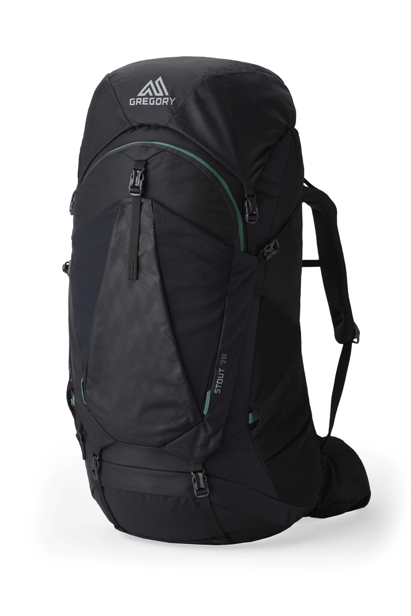 Gregory Trailflex - Stout 70 - Backpacking Backpack, 80 cm, 70 L, 1.71 KG, Backpacking Pack with Adjustable Fit for Men, Hydration Compatible, Rain Cover Included, Black (Forest Black)