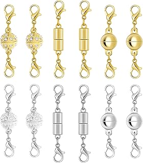 Magnetic Necklace Clasps and Closures with Lobster Clasp, Gold & Silver Magnetic Jewelry Clasps Helper for Necklace Extender, Bracelets and Jewelry