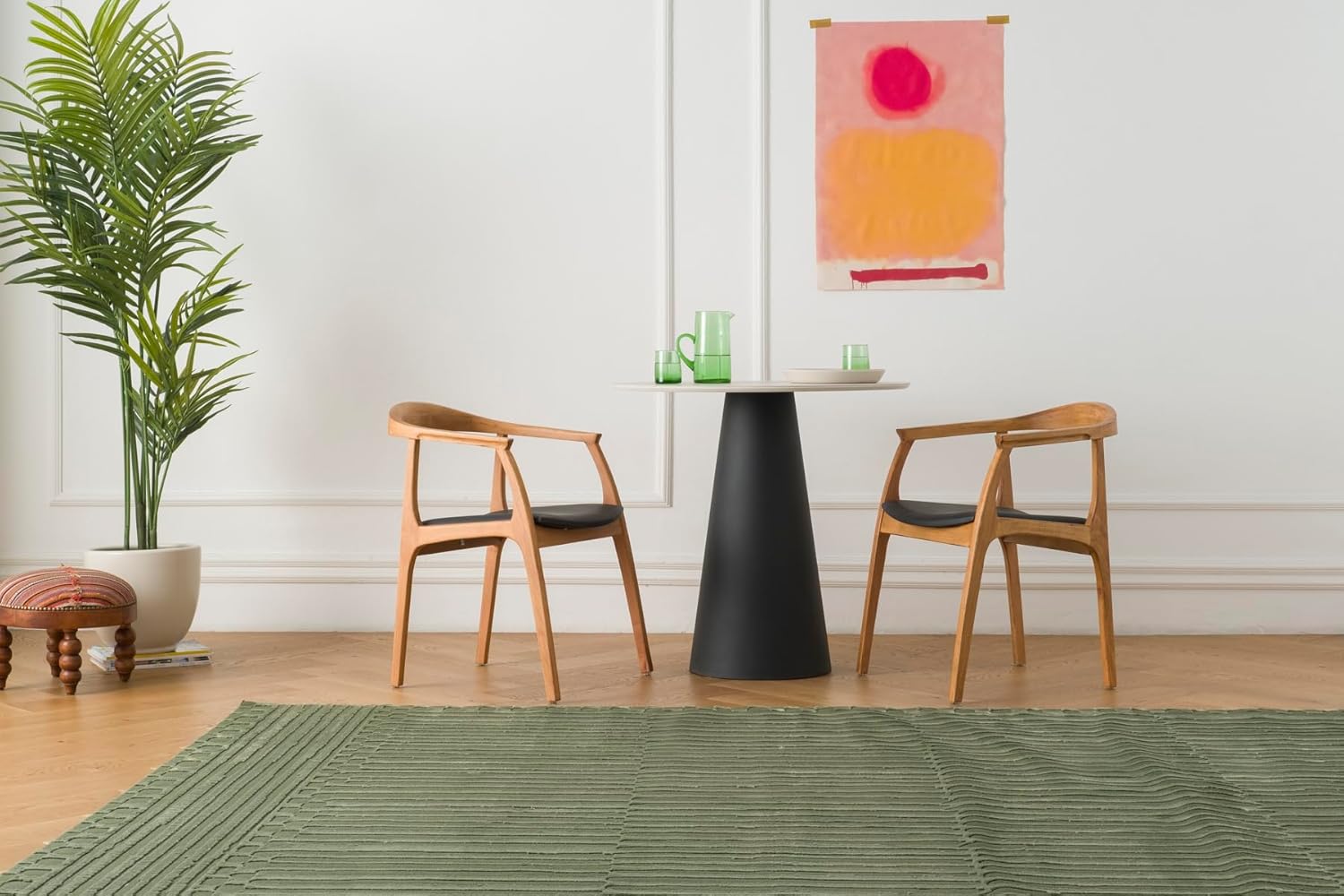 Soloba 7'10"x10' Washable Area Rug for Living Room Bedroom - 100% Recycled Oeko-TEX Certified, Medium Pile, Green