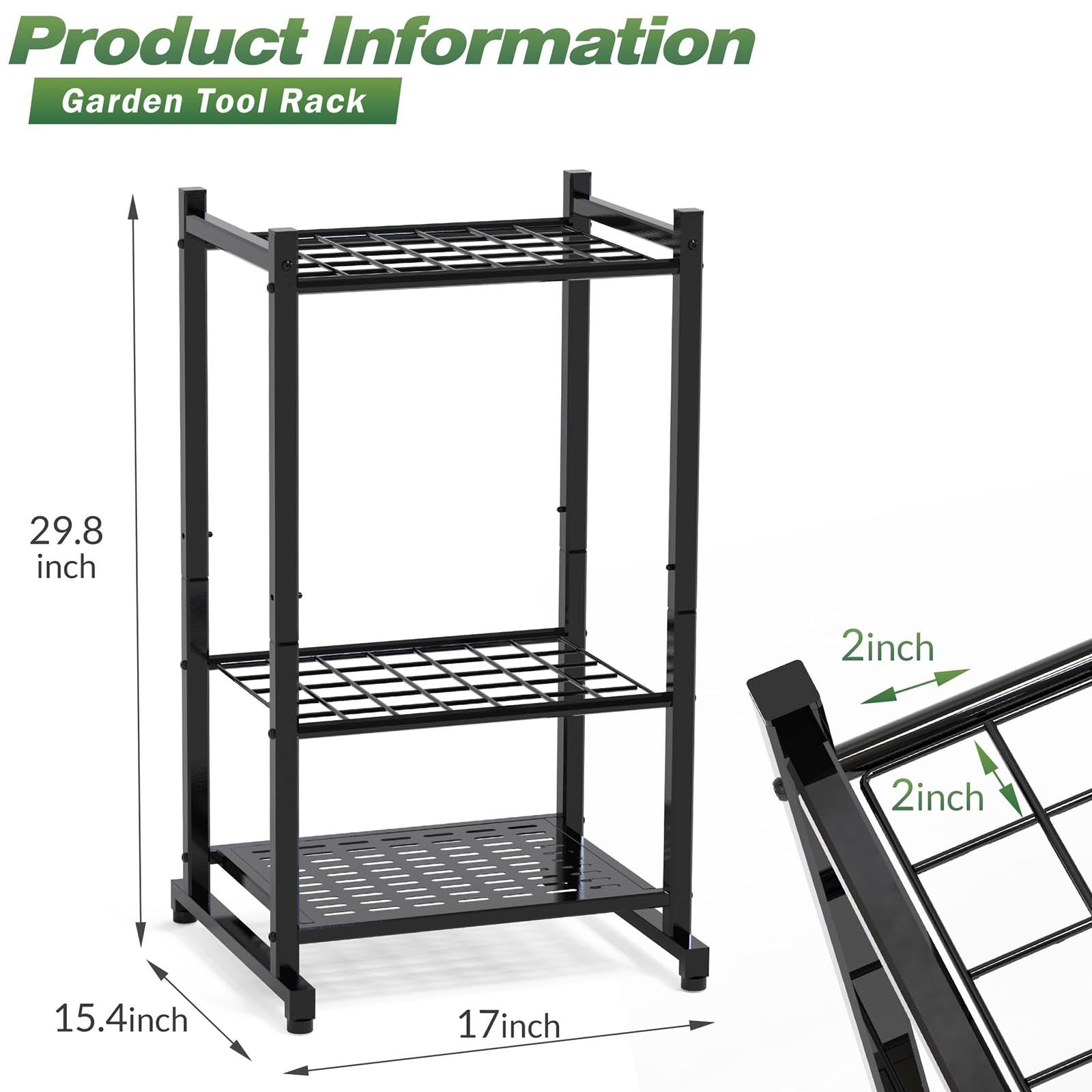 Support de rangement pour outils de jardin, organisateur d'outils de jardin, Garden Tool Organizer, Yard Tool Tower Rack pour jusqu'à 35 outils, support de rangement pour garage, abri de jardin et