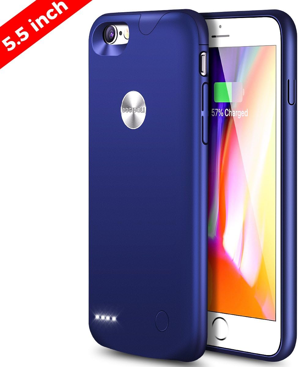 iphone 6 Plus 6s Plus Charger Case DOGIDOLI 3000 mAh Ultra Slim Extended Battery Case Portable Charging Case for Apple iPhone 6 Plus 6s Plus 5.5 inch (Blue)