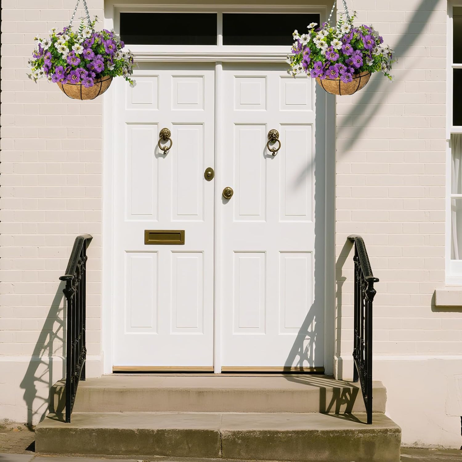 Artificial Hanging Flowers for Outdoors with Basket,UV Resistant Realistic Faux Hanging Plants Outdoor Artificial Flowers for Outdoors Basket for Yard Porch Patio Garden Home Decor,12 Bundles Mix - Image 6