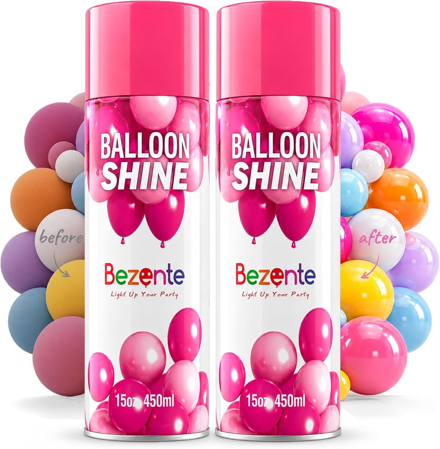 Bezente Balloon Shine Spray 2x15oz Fast High-Gloss for All Party Balloons
