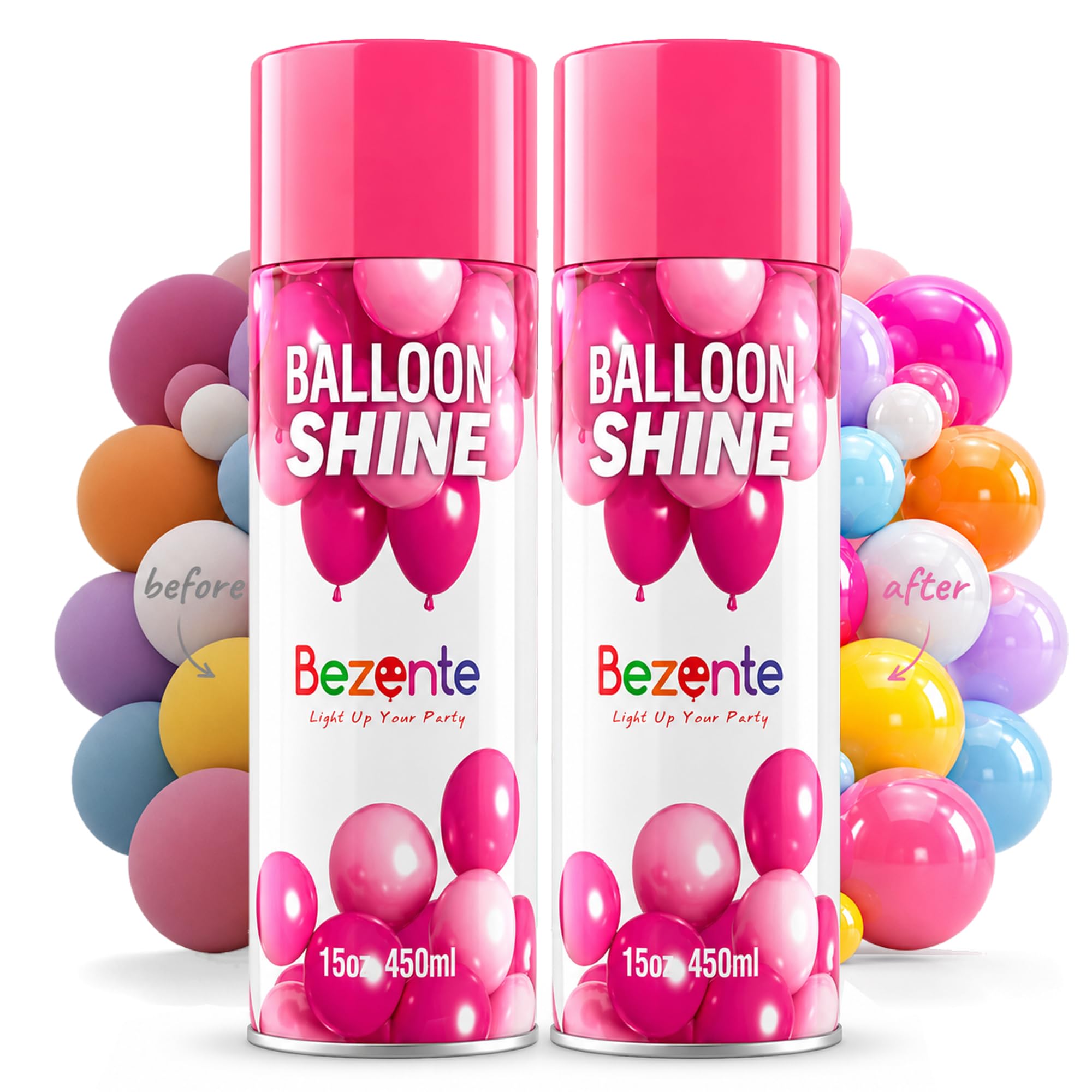 Bezente Balloon Shine Spray 2x15oz Fast High-Gloss for All Party Balloons