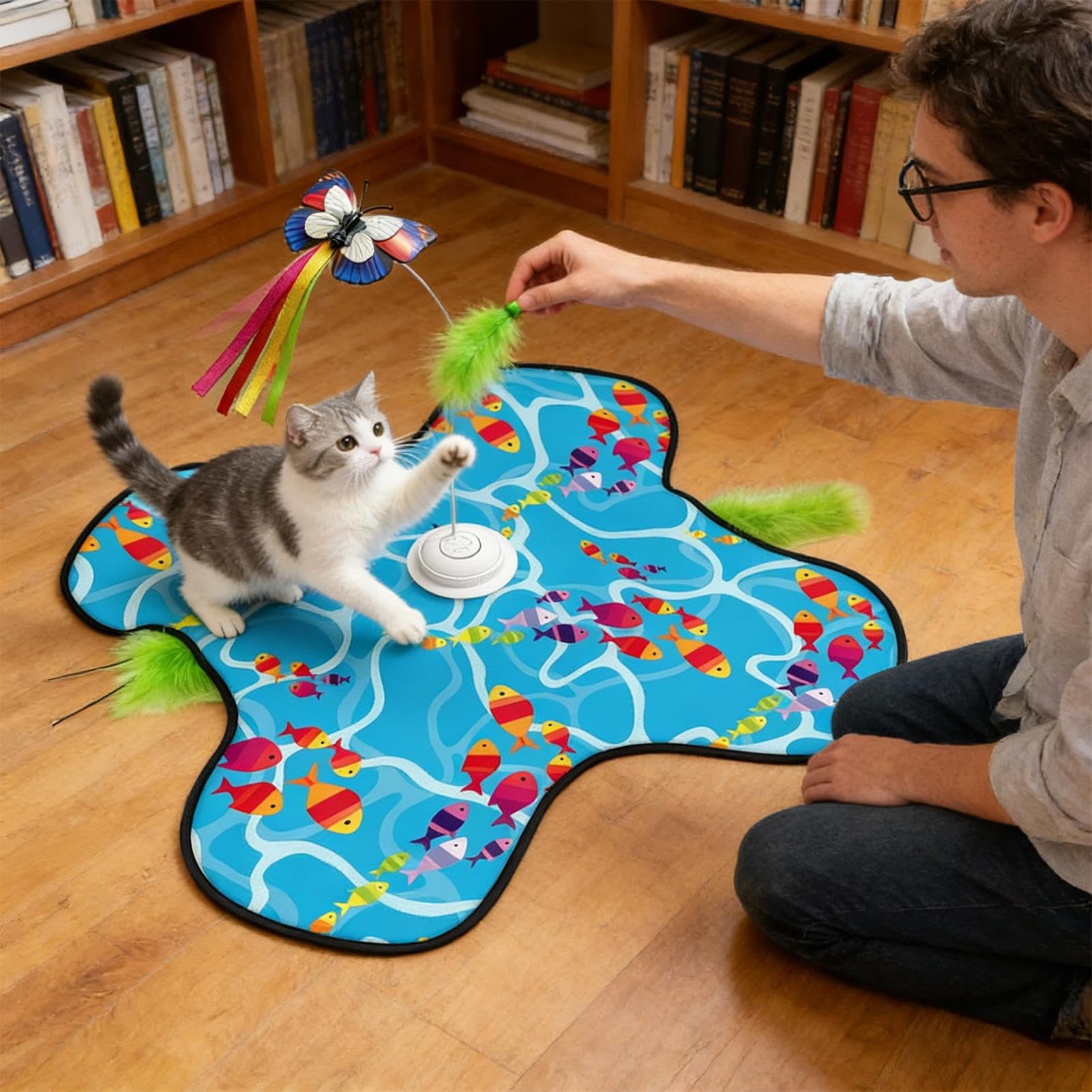 Jouet Interactif pour Chat Activité d'exercice Rechargeable avec Leurres