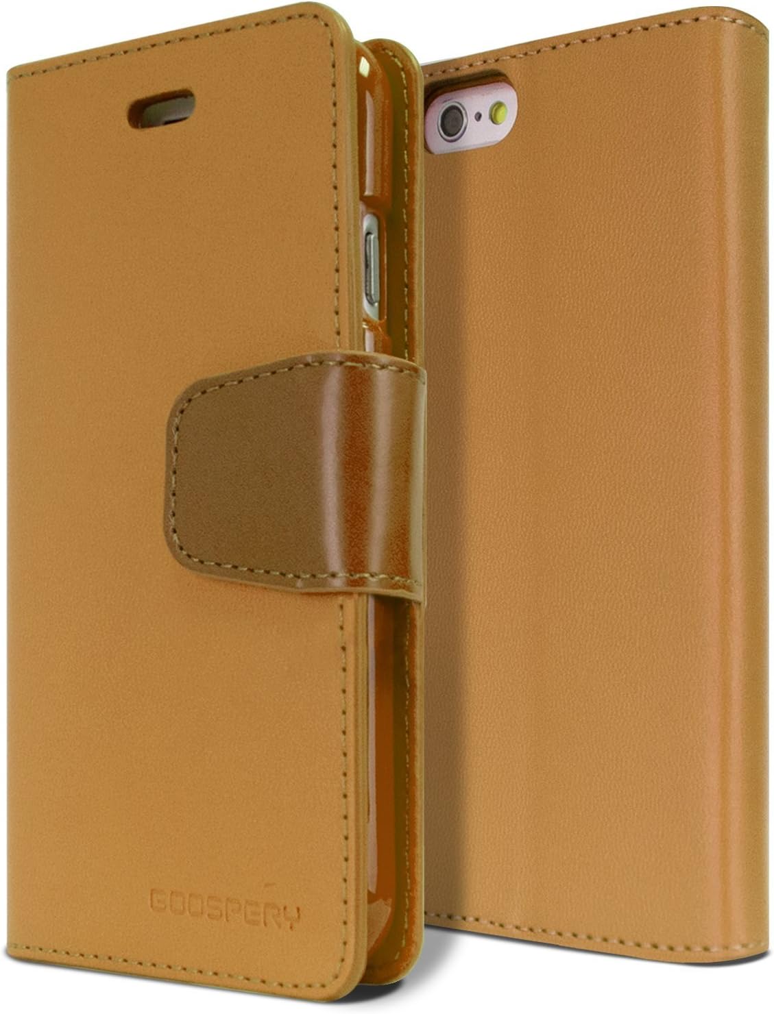 GOOSPERY Sonata Wallet for Apple iPhone 6S Plus Case (2015) iPhone 6 Plus Case (2014) Leather Stand Flip Cover (Camel) IP6P-SON-CAM
