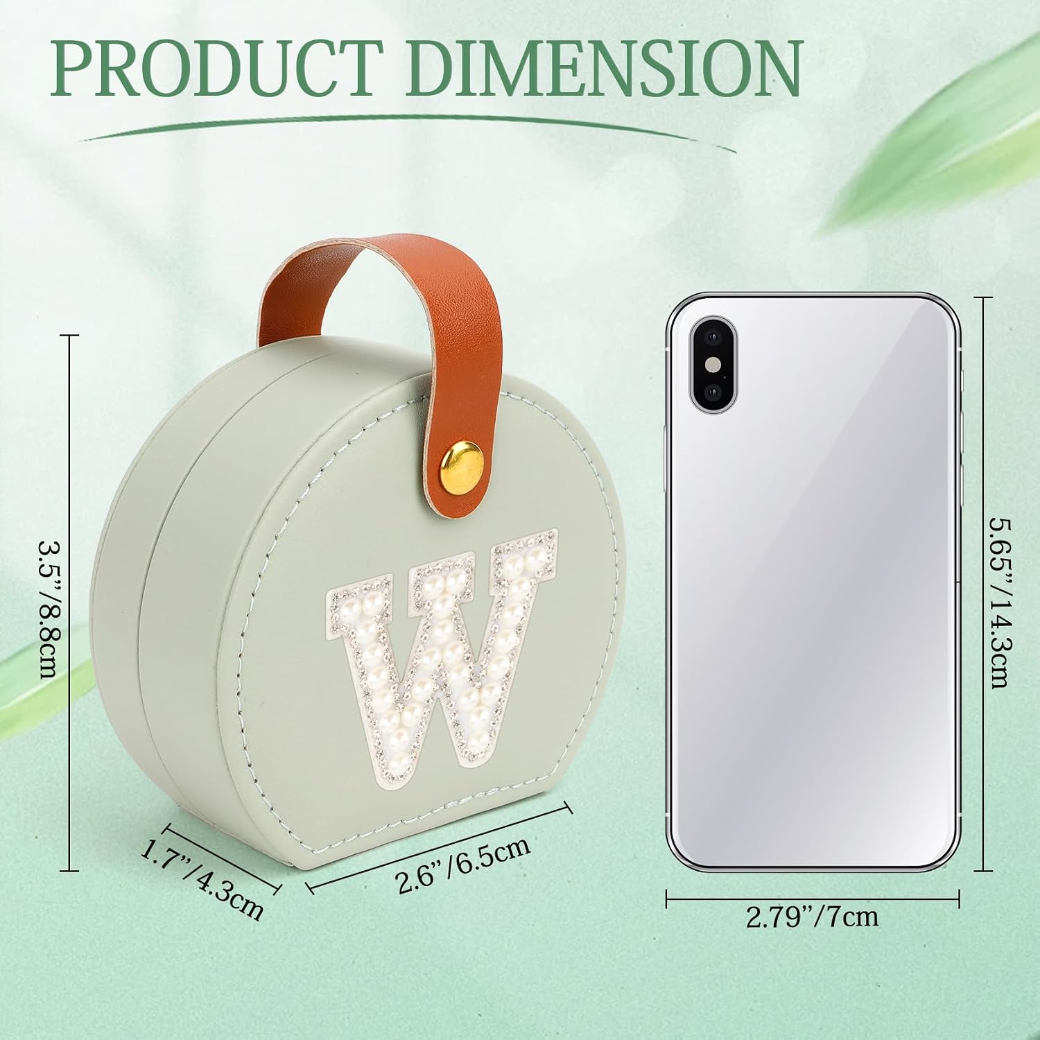 Mini Travel Jewelry Box with Initial W Birthday Gifts Mothers Day Small Jewelry Travel Case for Women Girls Teens Olive Green W Letter Cute Organizer Storage Holder Boxes for Rings Earrings Necklaces image 3