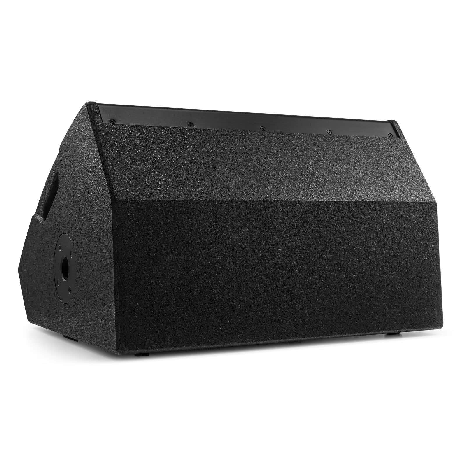 Power Dynamics PDY215SM Boden Monitor 800 Watt, aktiver Bühnen Monitor, Active Stage Lautsprecher- 400W RMS Bi-Amp 2-Way Wedge Speaker, integriertem Mixer für Live-Musik & DJ-Auftritte, Schwarz