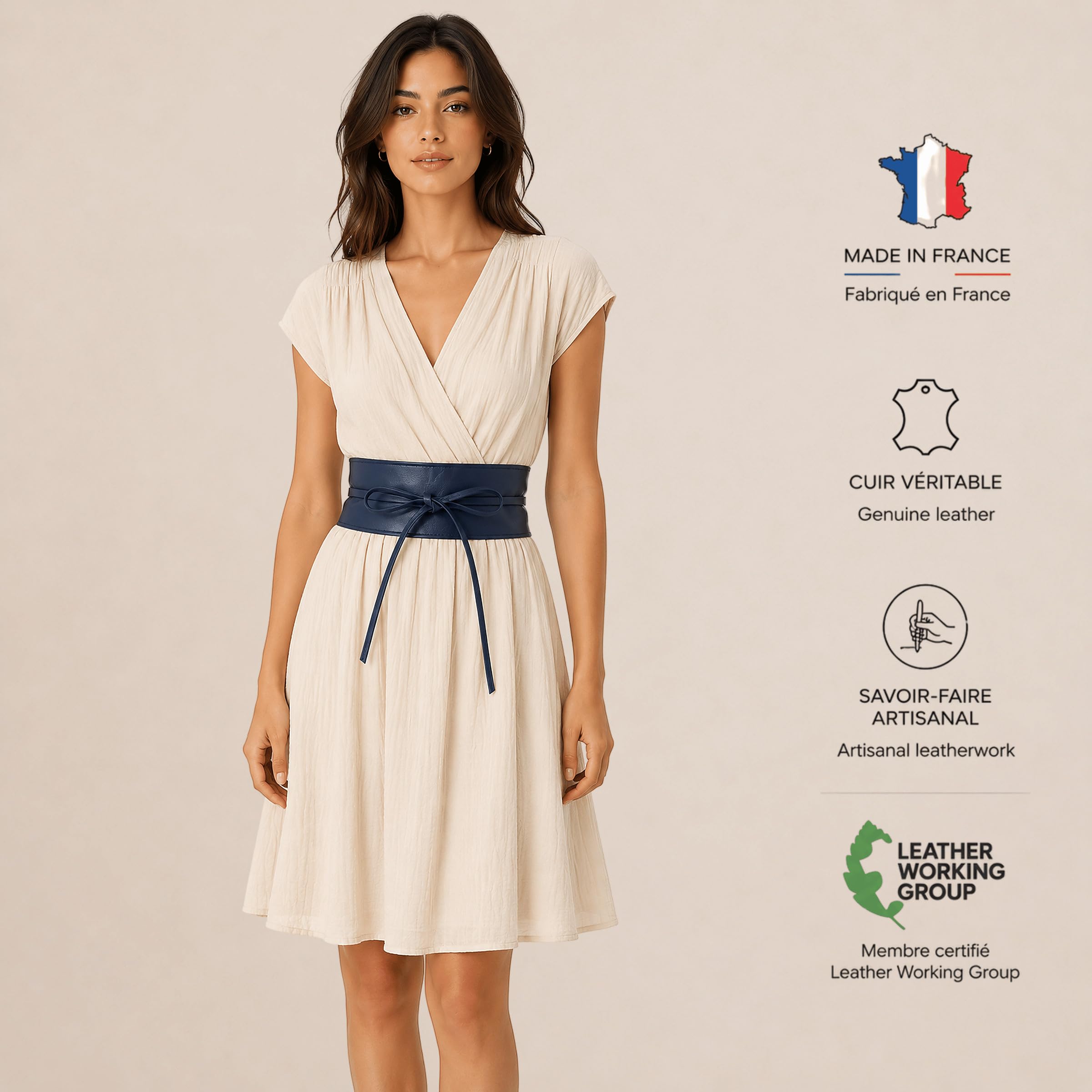 FASHIONGEN - Cintura donna Obi in Vera Pelle Pieno Fiore, Cintura larga donna per vestito, CASSIANE