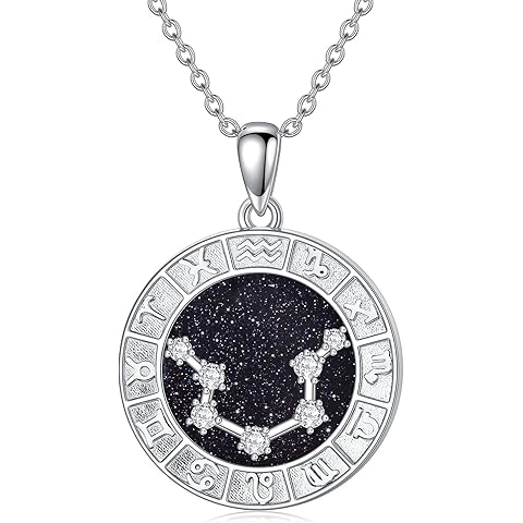 12 Zodiac Sign Necklace 925 Sterling Silver Constellations Pendant Necklace Jewelry Gifts for Women Men Friend Christmas Birthday,18+2 inch