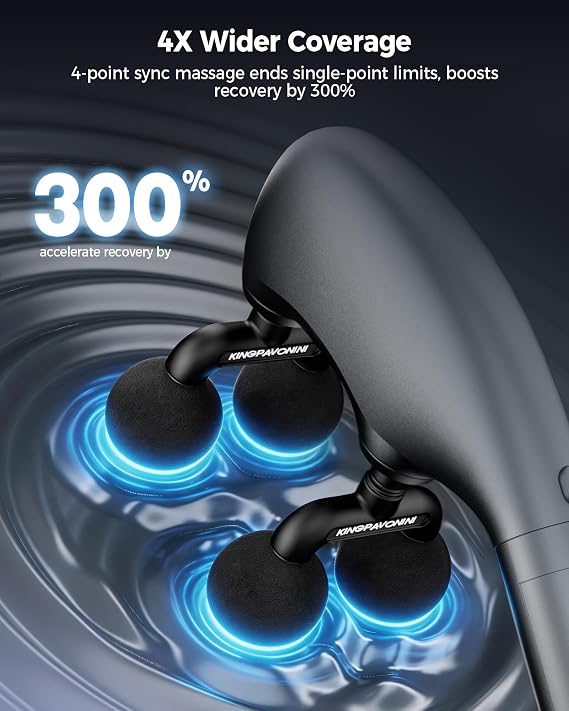 KingPavonini Multi-Head Massage Gun Deep Tissue, Detachable, Model MG201