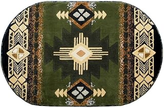 Champion Rugs Southwest Native American Area Rug Sage Green (5 Feet 3 Inch X 7 Feet 2 Inch Oval)