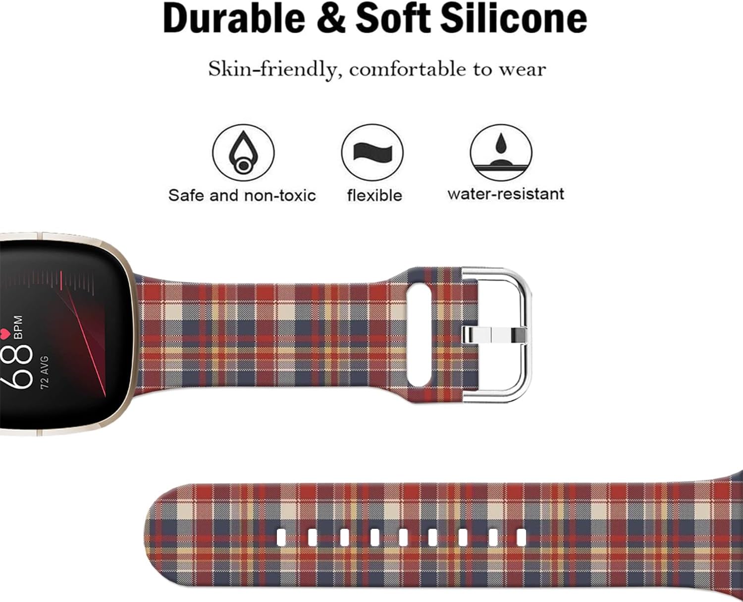 Floral Pattern Printed Cartoon Watch Bands Compatible with Fitbit Versa 4/ Versa 3/ Fitbit Sense 2/Sense Band Soft Silicone Sport Cute Strap Replacement Wristband for Men Women Teens. image 3