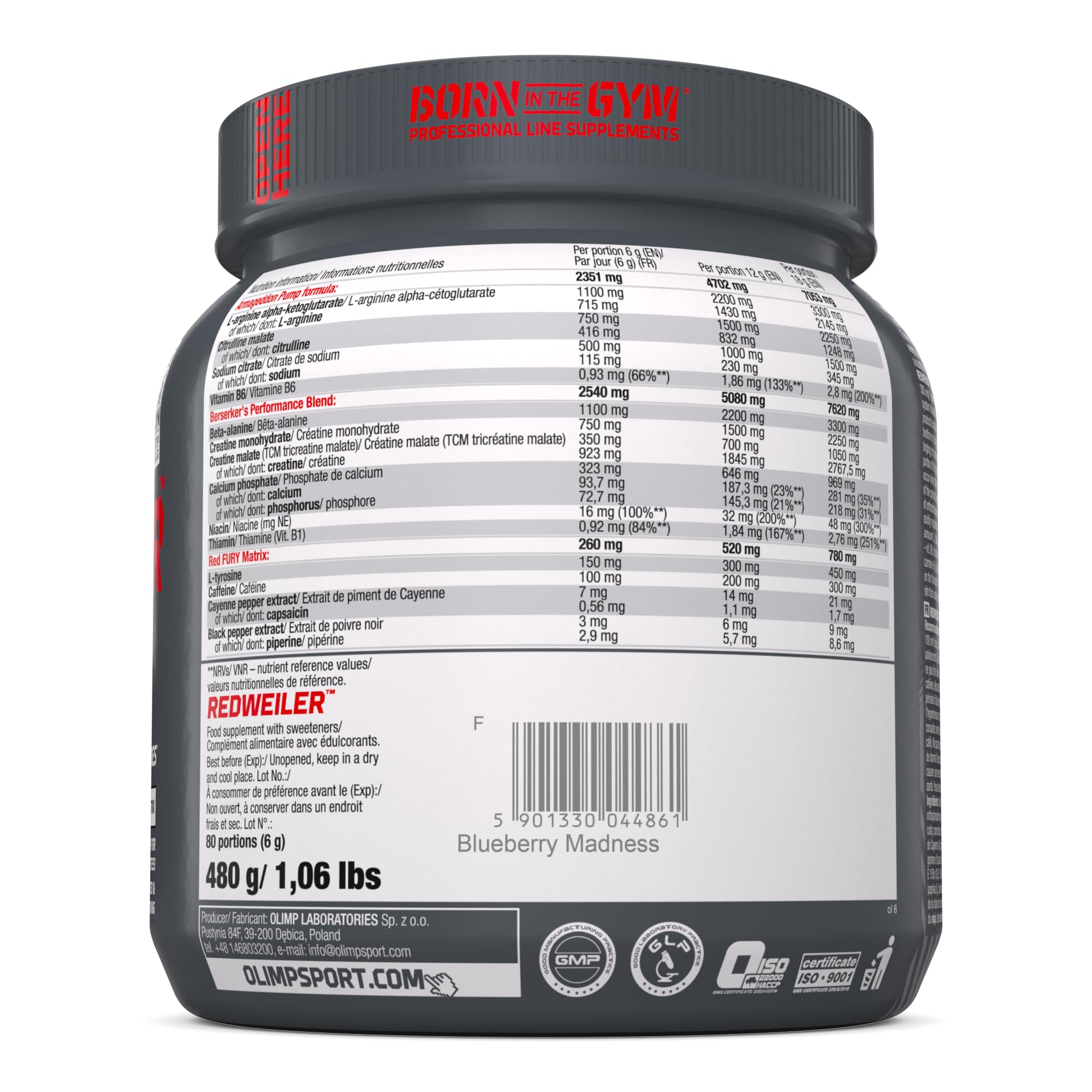 OLIMP SPORT NUTRITION Redweiler Blueberry Madness 480 g