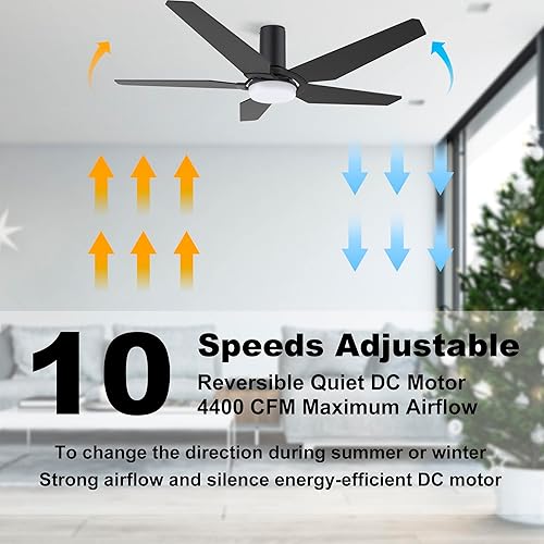 Miniatura 5 de Ventilador de techo de 52 pulgadas con luces, ventilador de techo para interiores y exteriores con control remoto, ventilador de techo inteligente