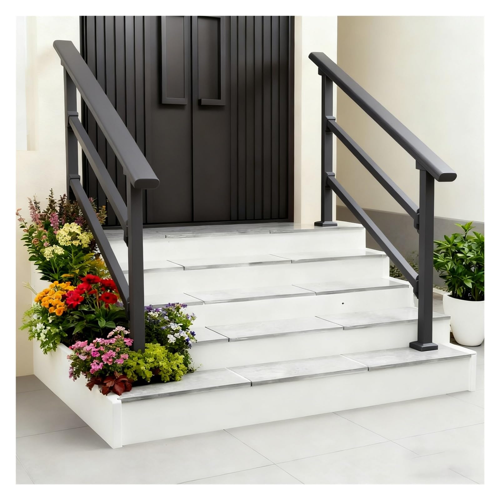 Rambarde d'escalier extérieure durable en acier galvanisé traité tout temps