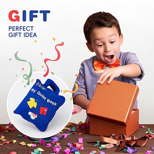 Miniatura 8 de Jollybaby Libros suaves y ocupados para bebés, mi libro tranquilo, juguete de viaje y educación sensorial Montessori, 10 actividades de aprendizaje