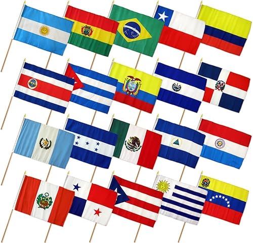 Juego de 20 banderas latinoamericanas de 12 x 18 pulgadas