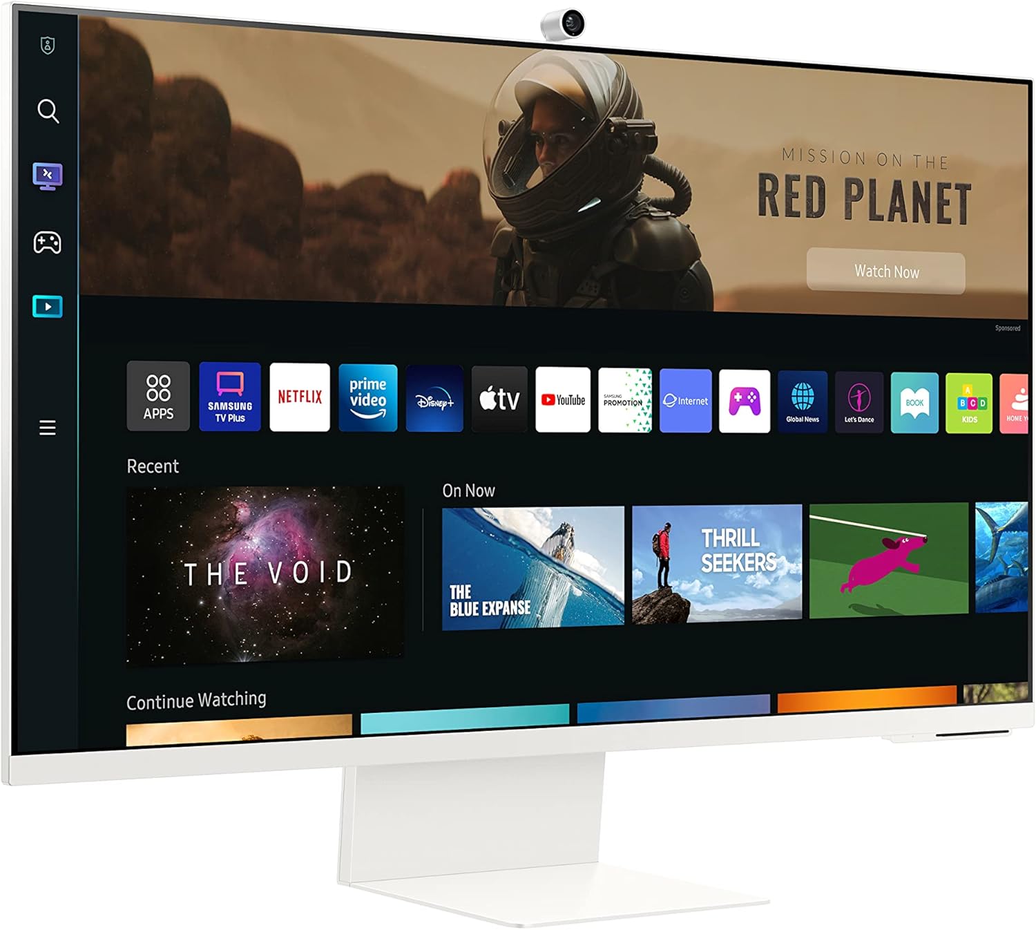 Samsung Smart Monitor M8 (S32BM801), Flat 32, 3840x2160 (UHD 4K), Piattaforma Smart TV (Amazon Video, Netflix), Airplay, Mirroring, Office 365, Wireless Dex, Casse Integrate, WiFi, USB TypeC, Bianco