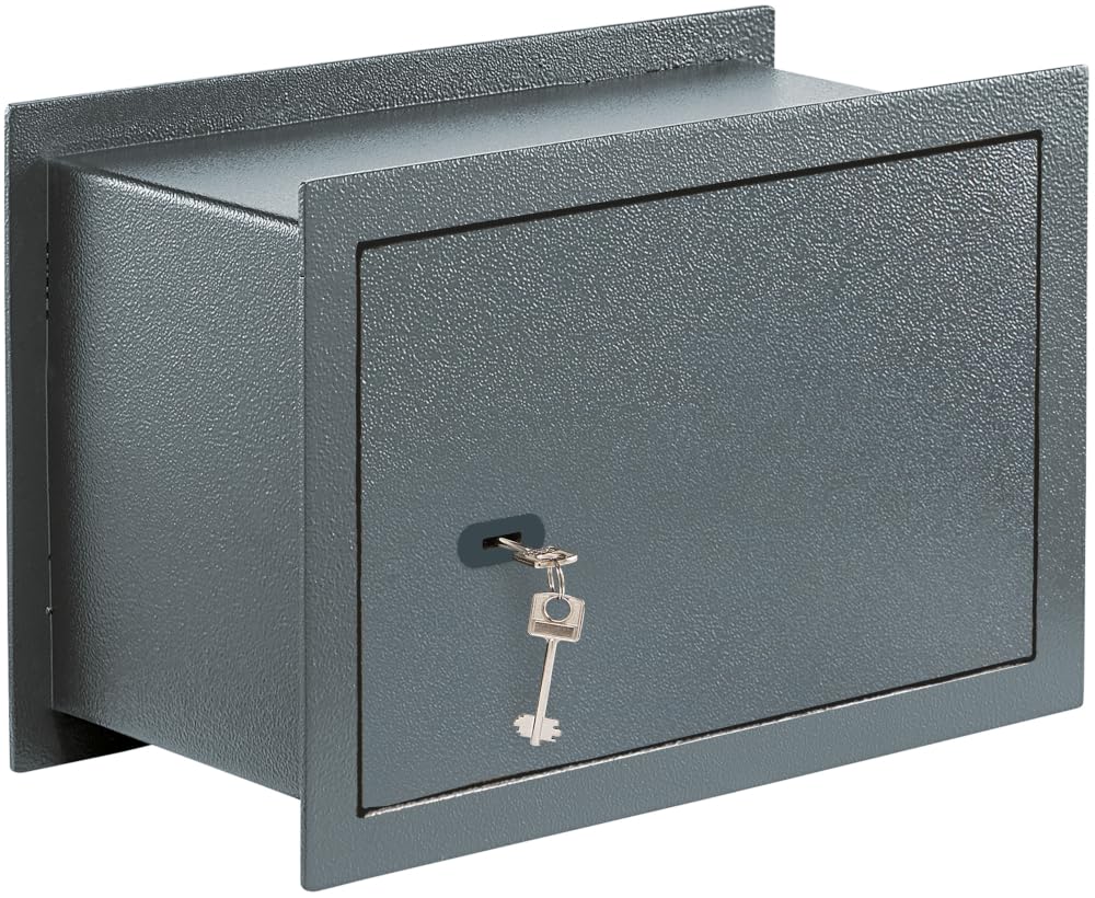 BURG-WÄCHTER Cassaforte da parete con chiave, 16,5 l, 15,3 kg, Pure-Safe PSW 130 K, antracite, esterno: 313 x 445 x 195 cm (A x L x P)