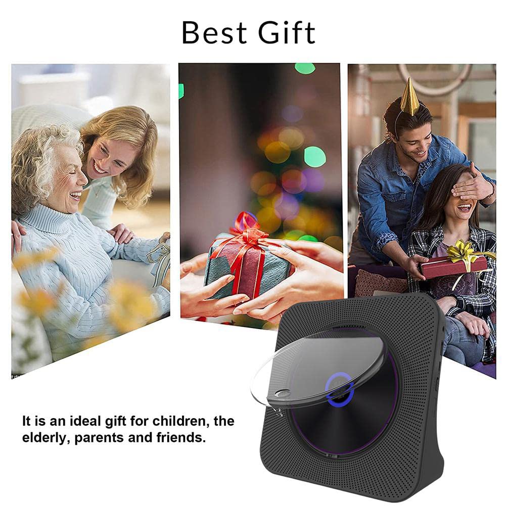 Lettore CD Portatile, Lettore CD Musicale a Tempo definito, Radio Audio Surround Compatibile con Bluetooth MP3 USB, Altoparlante Stereo su Disco per Bambini, Anziani, Genitori e Amici
