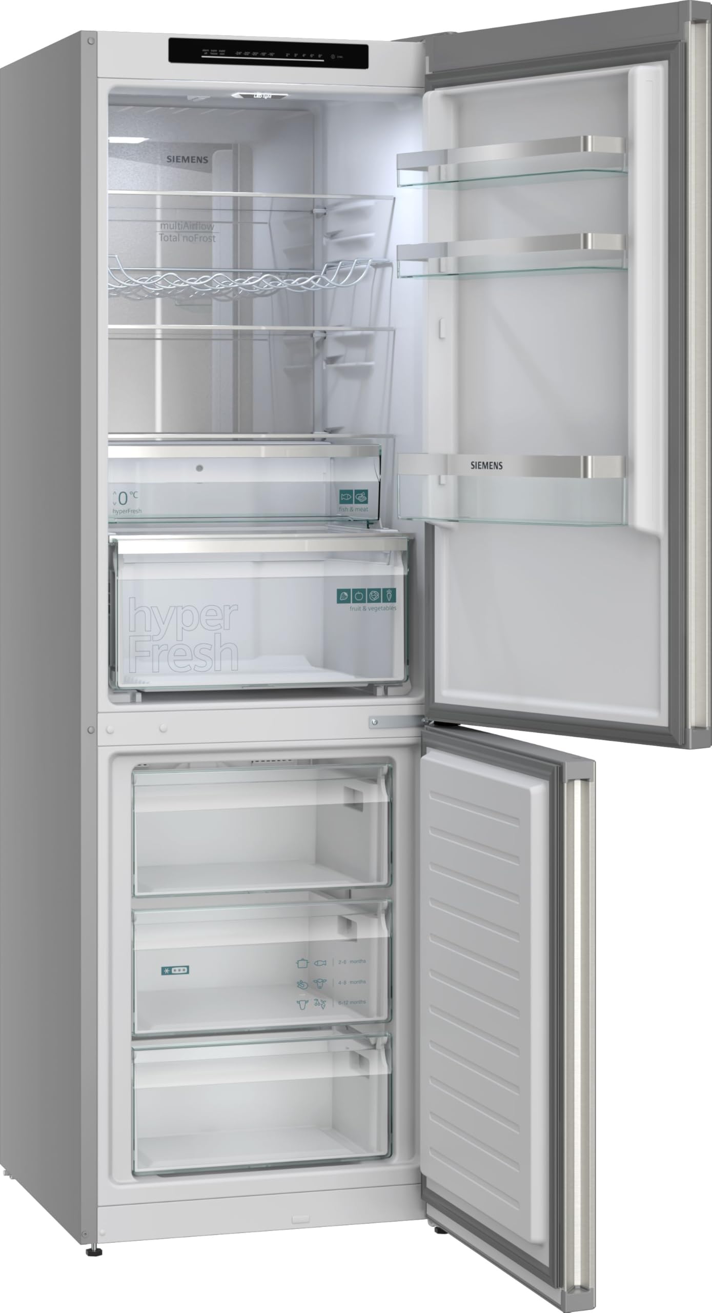 Siemens iQ300 Freistehende Kühl-Gefrier-Kombination 186 x 60 cm, KG36NVIBG, 218 L Kühlen & 103 L Gefrieren, Total noFrost, Nahtlose Platzierung, hyperFresh 0ºC Schublade, antiFingerprint Edelstahl