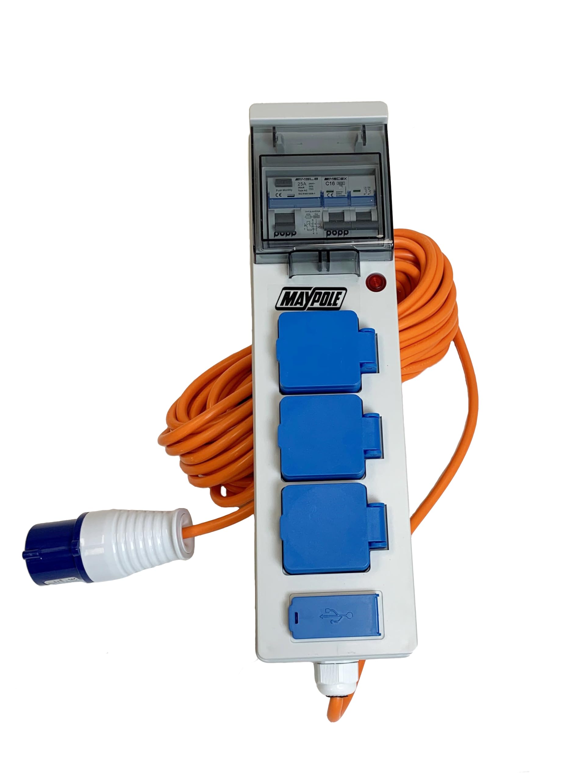 Maypole 230V 13A Mobile Mains Power Unit with USB For Caravans, Camping, Campervans, Motorhomes