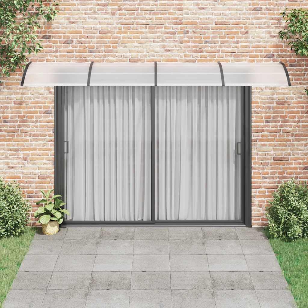 Tenda Da Porta Nero 400x100 Cm Policarbonato | Telaio Alluminio E Supporti ABS, Resistente Alle Intemperie, Kit Di Montaggio Incluso