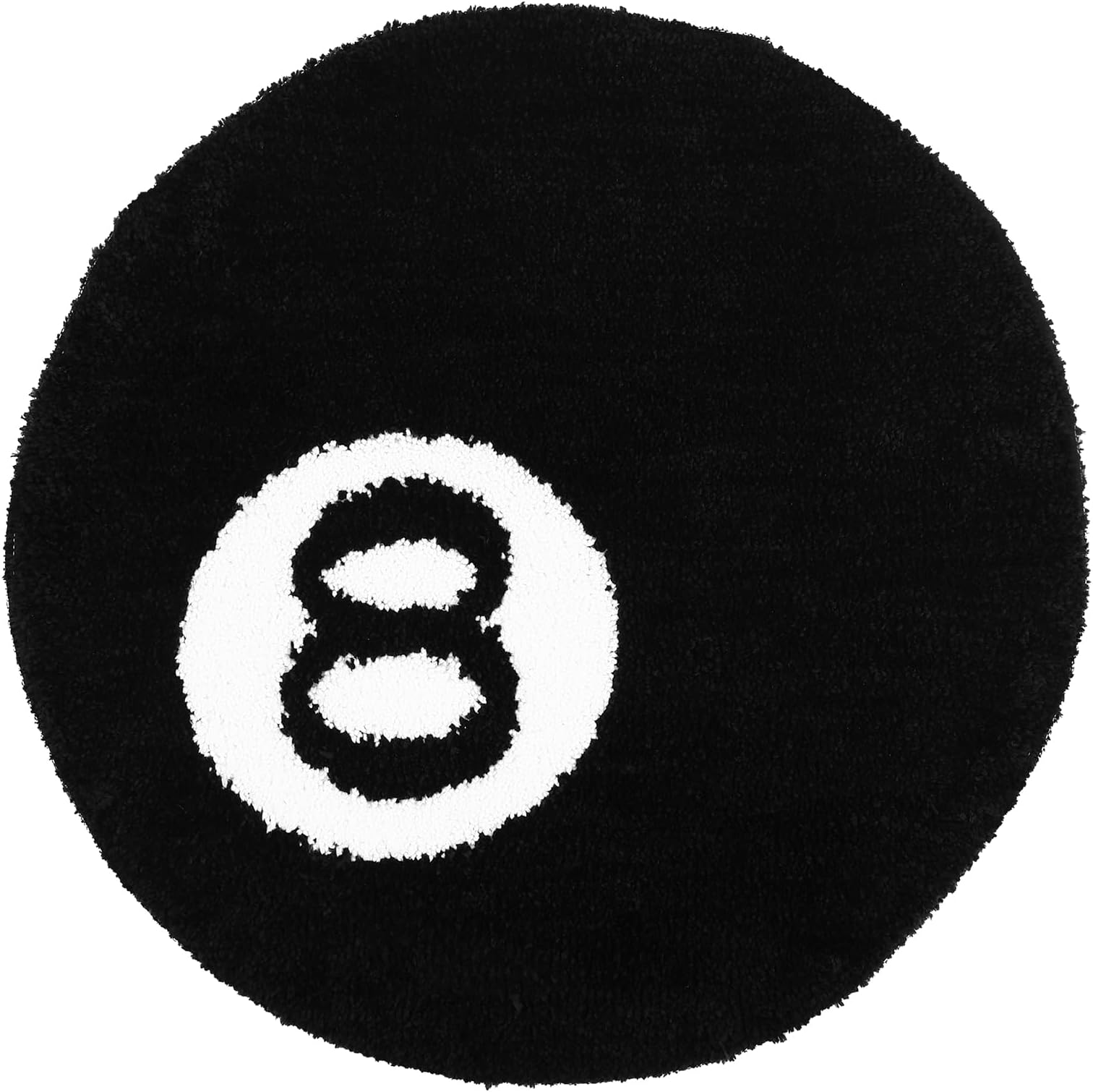 8 Ball Rug Simulation Billiards Round Rugby Decorative Carpet 60CM 80CM Absorbent Non Slip Soft Bath Mat Machine Washable for Living Room Party Decorations (Black, 60X60)