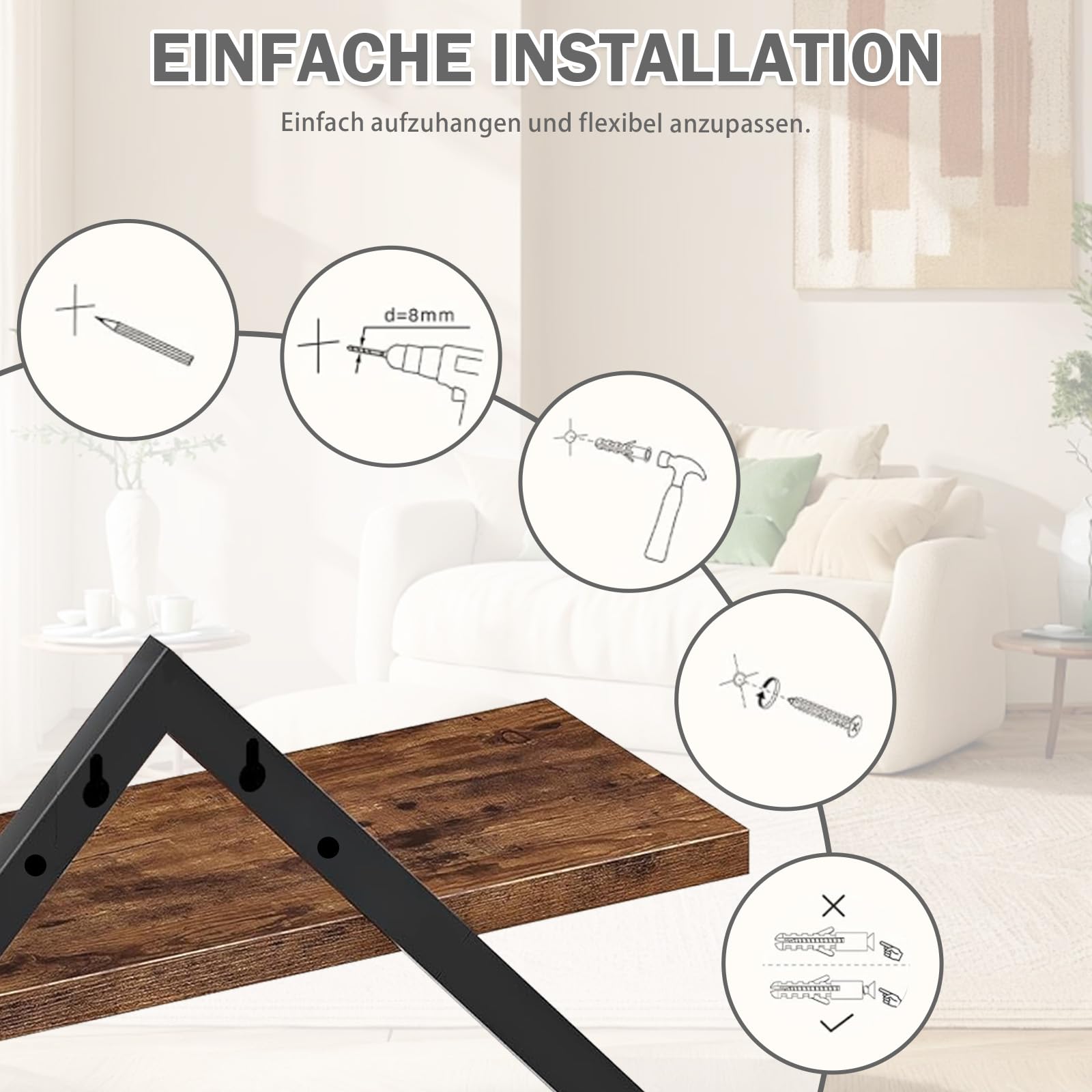 Juego de 2 estantes de pared de madera y metal, estantes flotantes, estantes flotantes de roble, para salón, cocina, dormitorio, oficina, retro, marrón y negro (marrón negro-2)