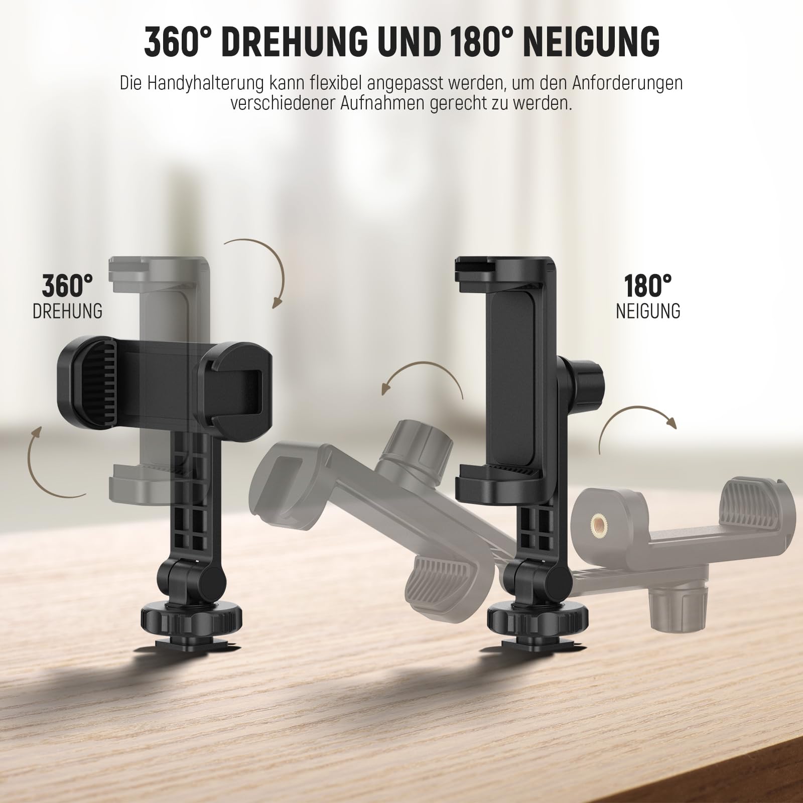 NEEWER Smartphone Halterung kompatibel mit DJI Osmo Pocket 4 & Pocket 3, Professionelle Handyhalterung mit 1/4" Gewinde & Kaltblitzschuh für Stativ, Verlängerungsstange, Videolicht, Mikrofon, AC021