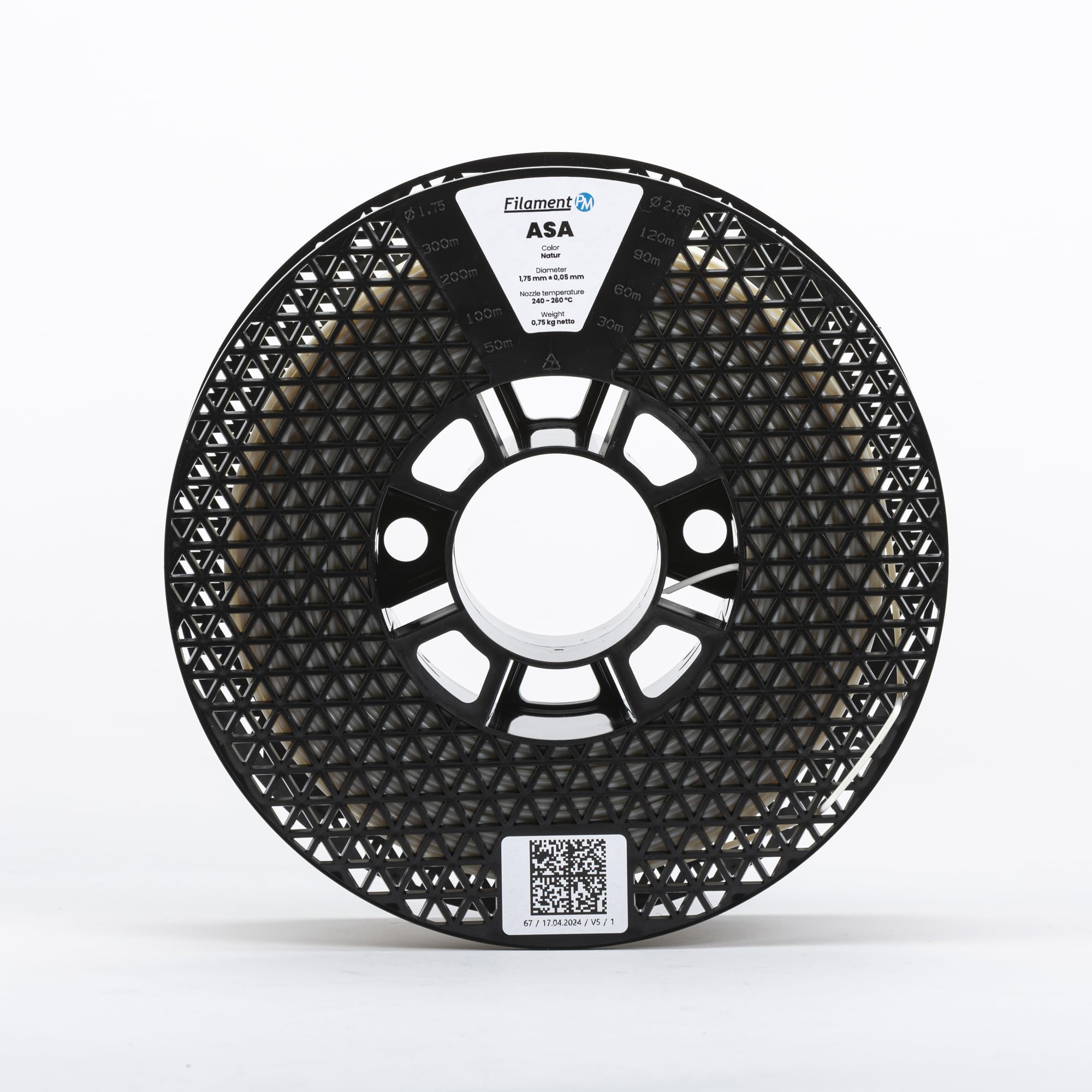 Filament-PM ASA Natural, 1,75 mm, 0,75 kg de filamento de alta calidad fabricado en la UE.